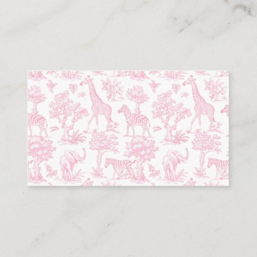 Toile roze Whimsical Safari Luier loterij ticket Informatiekaartje (Achterkant)