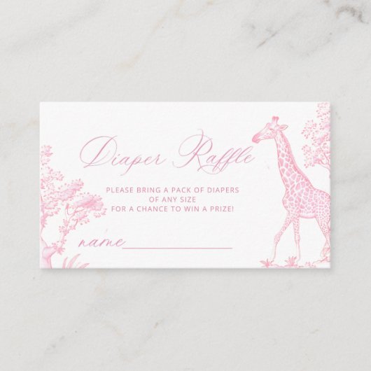 Toile roze Whimsical Safari Luier loterij ticket Informatiekaartje (Voorkant)