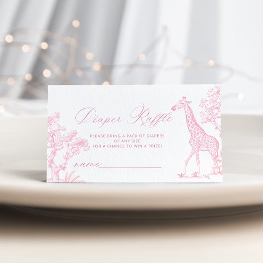 Toile roze Whimsical Safari Luier loterij ticket Informatiekaartje