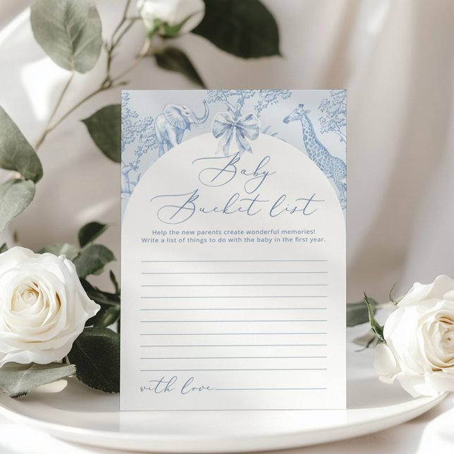 Toile Safari Baby bucket list baby shower kaart (Creator heeft geüpload)