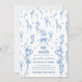 Toile Safari Dier Alle Blauwe Ballon Baby Shower Kaart (Voorkant)