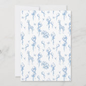 Toile Safari Dier Alle Blauwe Ballon Baby Shower Kaart (Achterkant)