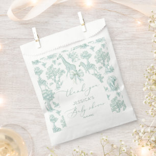 Toile Safari groene boog Baby shower Dank u Bedankzakje