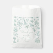 Toile Safari groene boog Baby shower Dank u Bedankzakje (Voorkant)