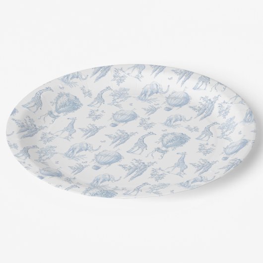 Toile Safari Hete Luchtballonnen Baby shower Papieren Bordje (Gekanteld)