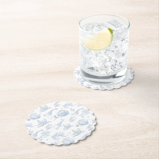 Toile Safari Hete Luchtballonnen Blauw Baby shower Kartonnen Onderzetters (Insitu)