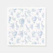Toile Safari Hete Luchtballonnen Blauw Baby shower Servet (Voorkant)