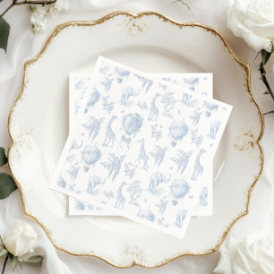 Toile Safari Hete Luchtballonnen Blauw Baby shower Servet