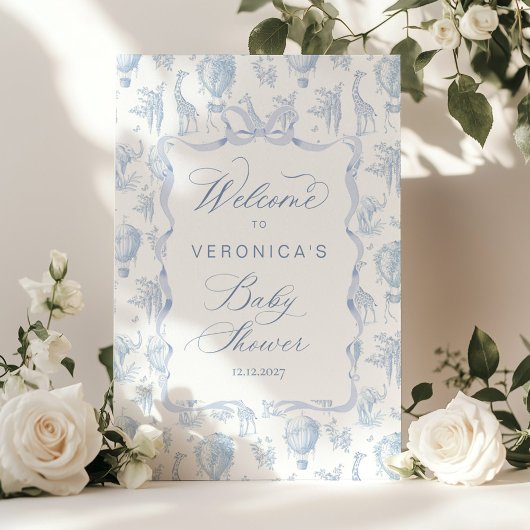 Toile Safari Hoe luchtballon Baby shower Welkom Poster