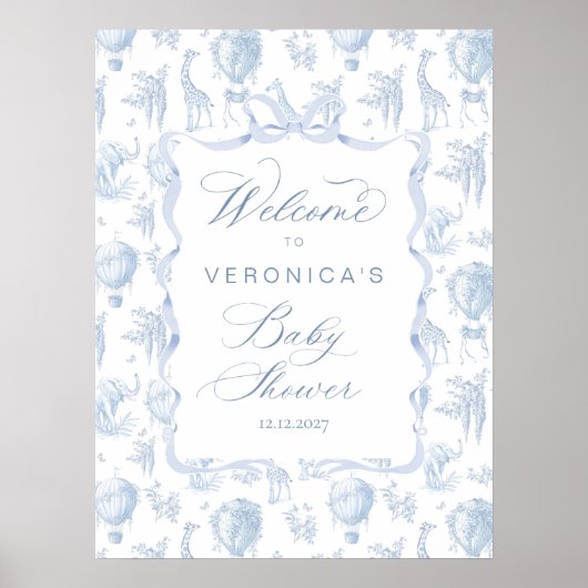 Toile Safari Hoe luchtballon Baby shower Welkom Poster (Voorkant)