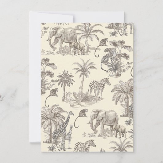 Toile Safari Oerwoud baby shower Kaart (Achterkant)