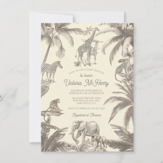 Toile Safari Oerwoud baby shower Kaart (Voorkant)