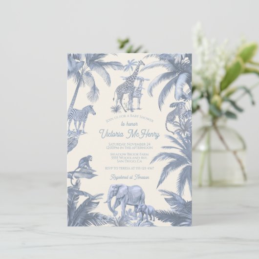 Toile Safari Oerwoud baby shower Kaart (Staand voorkant)