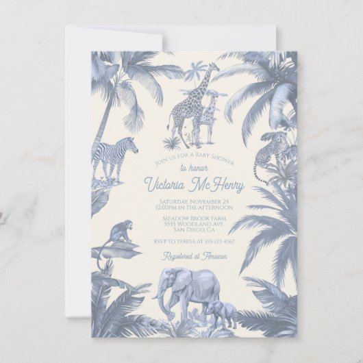 Toile Safari Oerwoud baby shower Kaart (Voorkant)