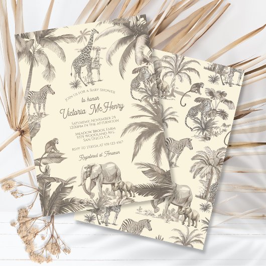 Toile Safari Oerwoud baby shower Kaart