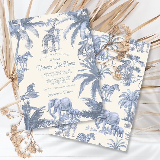 Toile Safari Oerwoud baby shower Kaart