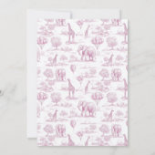 Toile Safari Roze Baby Shower Uitnodiging Dier (Achterkant)