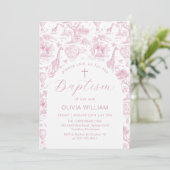 Toile Safari Roze meisje Doop uitnodiging (Staand voorkant)