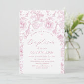 Toile Safari Roze meisje Doop uitnodiging (Staand voorkant)