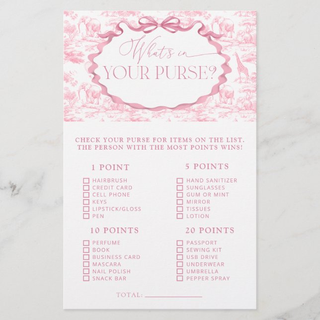 Toile Safari Whats in uw portemonnee Baby shower s (Voorkant)