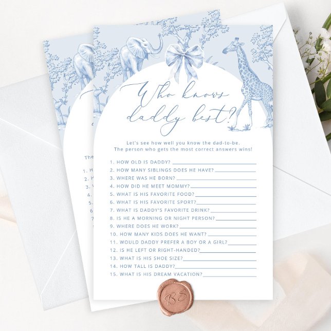 Toile Safari Wie kent papa beste baby shower spel (Creator heeft geüpload)