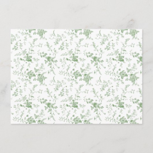 Toile Sage Green Floral Vrijgezellenfeest Recept Informatiekaartje (Achterkant)
