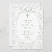 Toile Sage Groene doop Kaart (Voorkant)