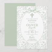Toile Sage Groene doop Kaart (Voorkant / Achterkant)