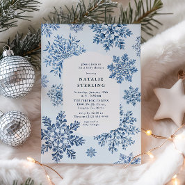 Toile Snowflake Winter Baby shower Kaart