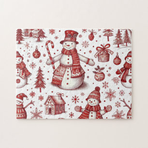 Toile Snowman Holiday Jigsaw Puzzel