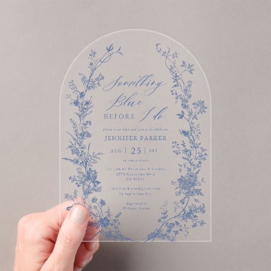 Toile Something Blue Bruidsfeest Boog Acryl Uitnodigingen (Insitu (Draagbaar))