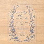 Toile Something Blue Bruidsfeest Boog Acryl Uitnodigingen (Voorkant)