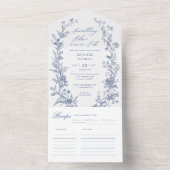 Toile Something Blue Vrijgezellenfeest All In One Uitnodiging (Binnen)