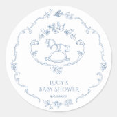 Toile  speelgoed Chinoiserie lijst baby shower Ronde Sticker (Voorkant)