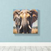 Toile Tabel Deco Portrait D'un Eléphant Doux Canvas Afdruk (Insitu (Houten vloer))