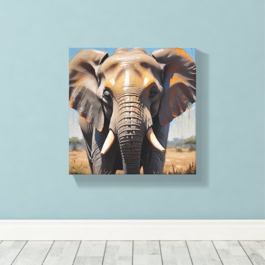 Toile Tabel Deco Portrait D'un Eléphant Doux Canvas Afdruk (Insitu (Houten vloer))