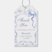 Toile Teddy Bear Baby shower Bedankt Gift Label Cadeaulabel (Voorkant)