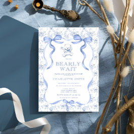 Toile Teddy Bear Baby shower Kaart