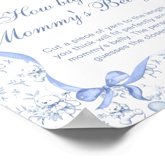 Toile Teddy Bear Blue Hoe groot is de buik van mam Poster (Hoek)