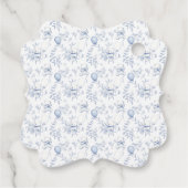 Toile Teddy Bear Dusty Blue Baby shower Dank u Bedankjes Labels (Achterkant)