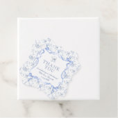 Toile Teddy Bear Dusty Blue Baby shower Dank u Bedankjes Labels (In situ)