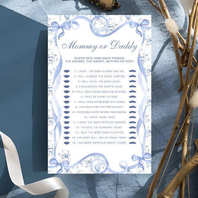 Toile Teddy Bear Mama of Daddy Baby shower Spel (Creator heeft geüpload)