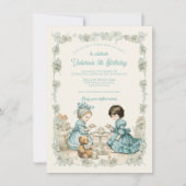 Toile Teddy Bear Picknick Tea Party Verjaardag Kaart (Voorkant)