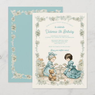 Toile Teddy Bear Picknick Tea Party Verjaardag Kaart