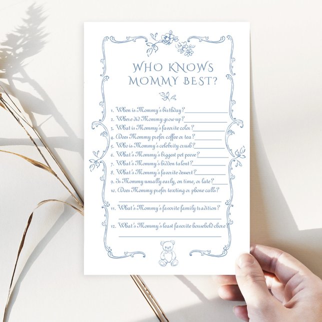 Toile Teddy Bear Wie kent mama beste baby shower (Creator heeft geüpload)