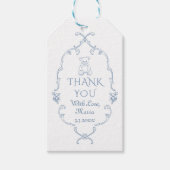 Toile teddybeer baby shower bedankt cadeaulabel (Voorkant)