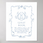 Toile  teddybeer baby shower Gastboek Poster (Voorkant)