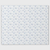 Toile Teddybeer en Floral Dusty Blue Baby shower Cadeaupapier (Vlak)