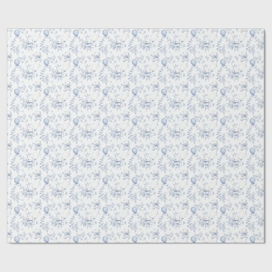Toile Teddybeer en Floral Dusty Blue Baby shower Cadeaupapier (Vlak)