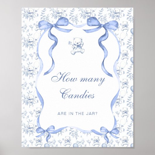 Toile teddybeer raad eens hoeveel Snoepjes Poster (Voorkant)